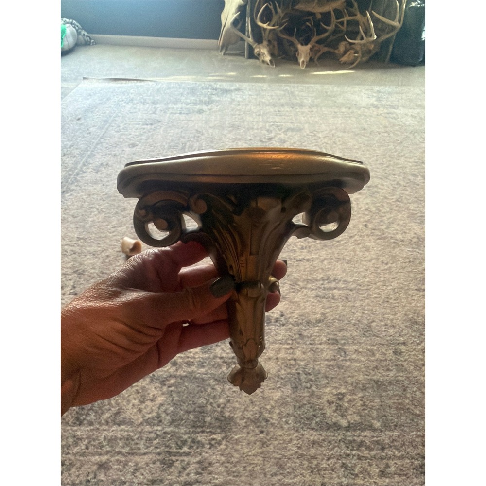 VTG Burwood Gold Ornate Wall Corbel Shelves Pair Syroco Style Hollywood Regency - Picture 4 of 15